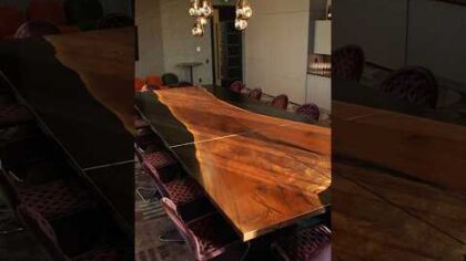 Modular Dining Tables Made From a 16 Foot Slab Of Claro Walnut #construction #resturant #furniture — YouTube video thumbnail