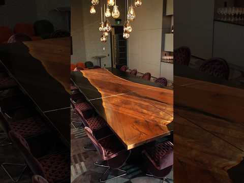 Modular Dining Tables Made From a 16 Foot Slab Of Claro Walnut #construction #resturant #furniture — YouTube video thumbnail