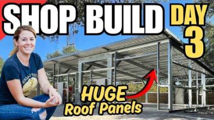 Prefab Shop – Handling 44-ft. Roof Panels without a Crane — YouTube video thumbnail