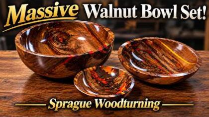 Woodturning – Massive Bowl Set From Ant Eaten Black Walnut!! — YouTube video thumbnail